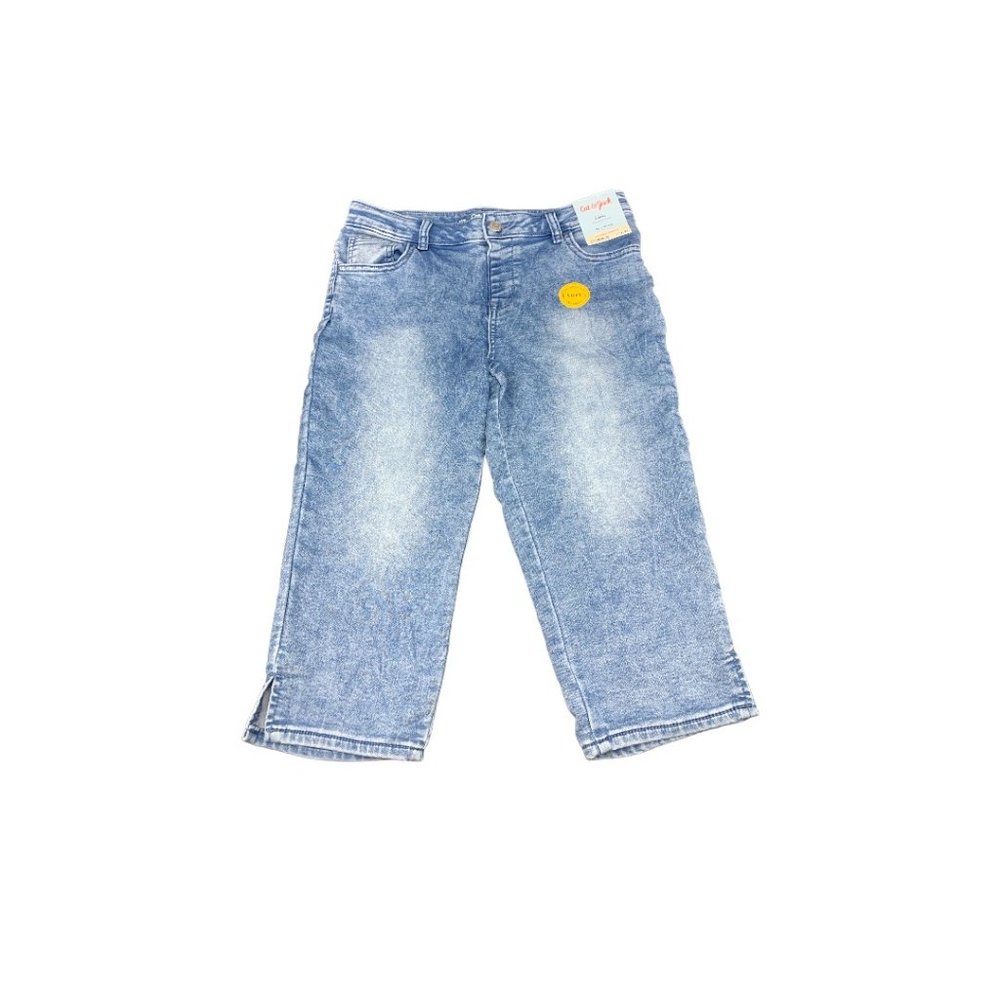 Cat & Jack Denim Adjustable Waist Capri Junior XL (14-16) Lt Blue